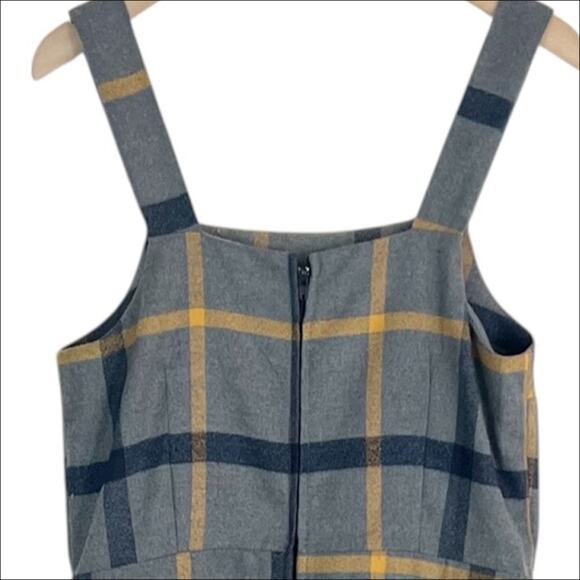 ModCloth Plaid Sleeveless Cropped Leg Jumpsuit Gray, Navy, Yellow Size XS - Picture 6 of 9